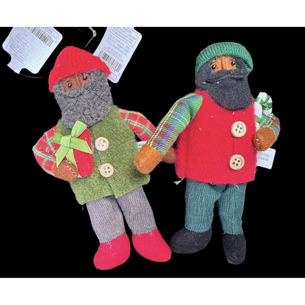 Wondershop 2 Ornaments Felt Lumber Jack Men Retired Xmas Target 2023 NWT